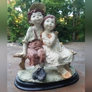 Capodimonte Boy and Girl on Bench Figurine